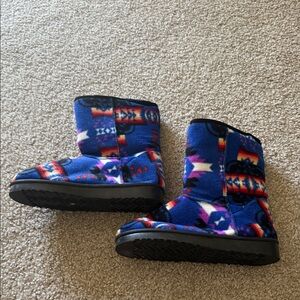 NWOT: Women’s Size 6 Blue Aztec Patterned Fur Boots